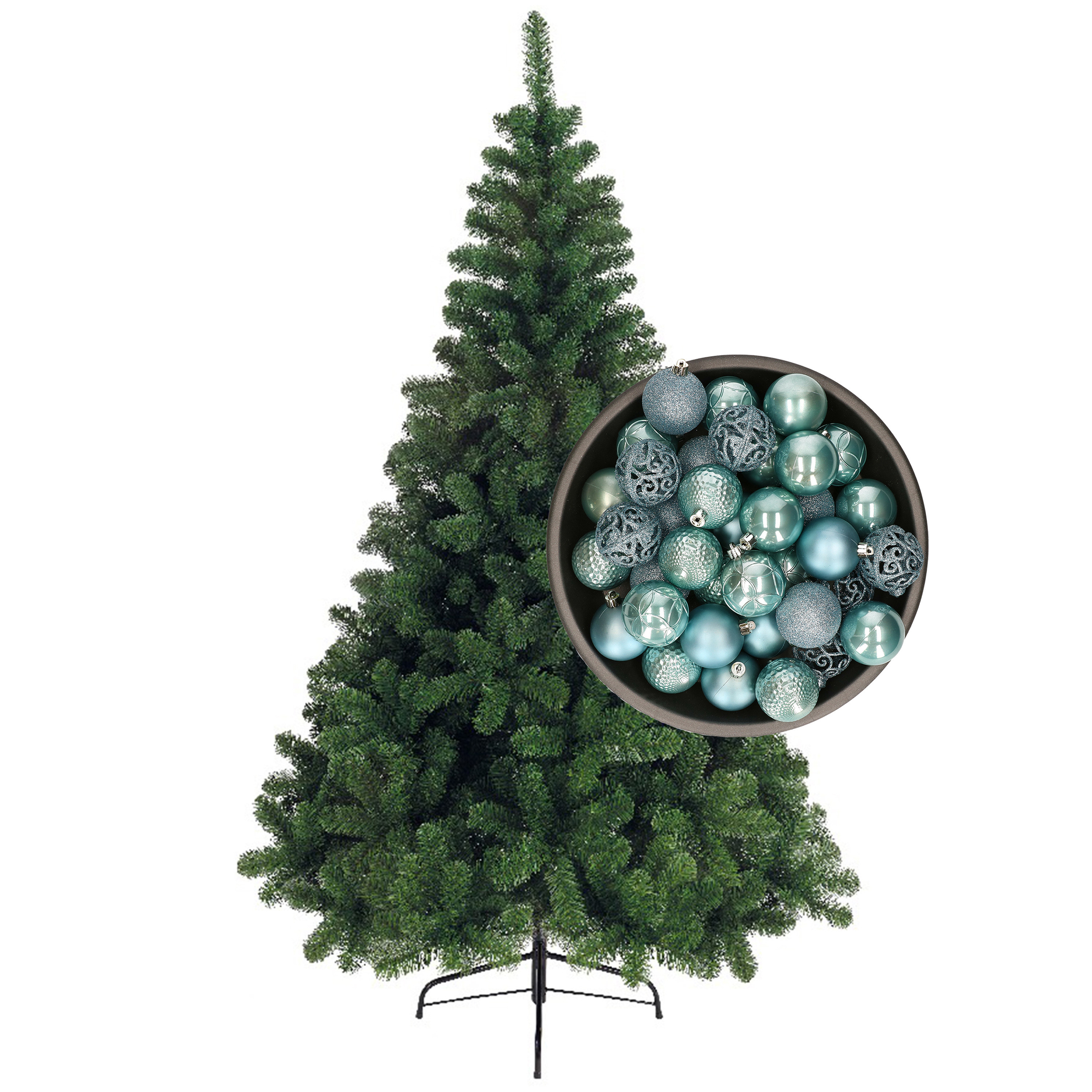 Bellatio Decorations kunst kerstboom 210 cm met kerstballen ijsblauw - Top Merken Winkel
